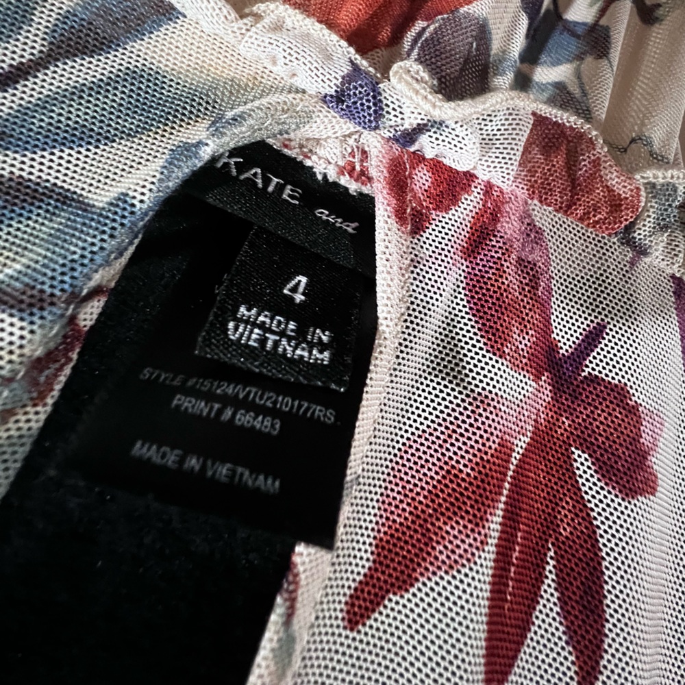 Kate & Lily Floral Mesh Ruffle Neck Tiered Dress Size 4 - Picture 9 of 9